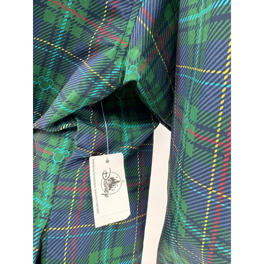 NEW Disney Jacket Adult XXL Green Plaid Golf Mickey Mouse Pluto Embroidered